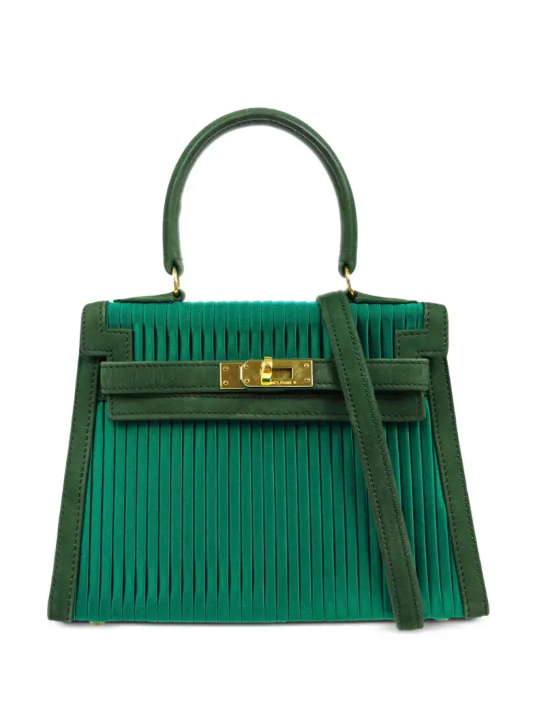 Hermès Vintage 1990 Mini Kelly 20 Emerald Green Silk Satin & Suede Gold Hardware Quality Replica