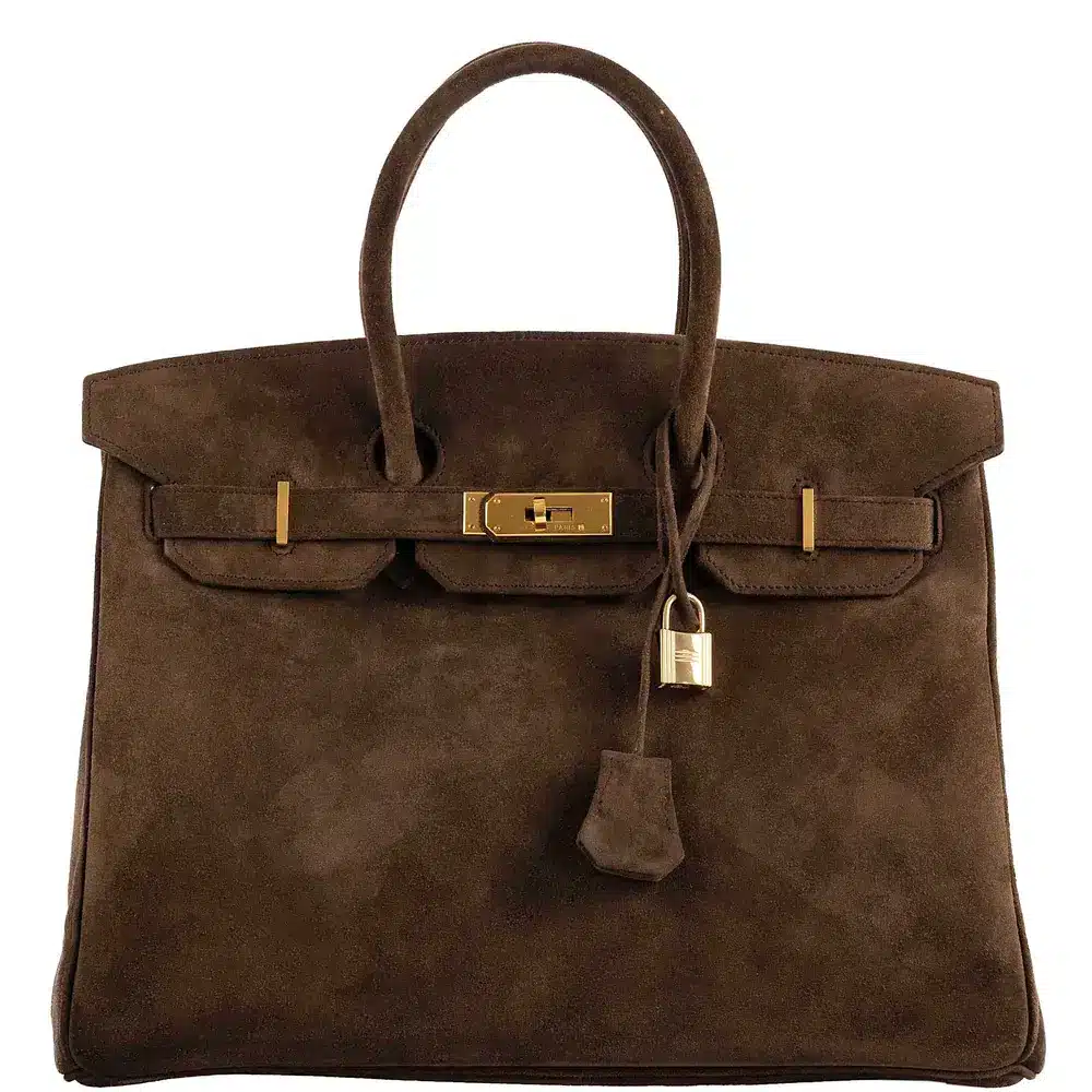 Hermès 2011 Birkin 35 Chocolate Veau Doblis Suede Gold Hardware Lushentic replica handbags