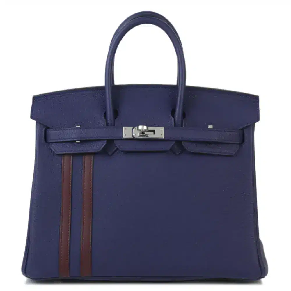 replica hermes bags Hermès 2018 Birkin 25 Bleu Encre and Bordeaux Togo Swift Palladium Hardware