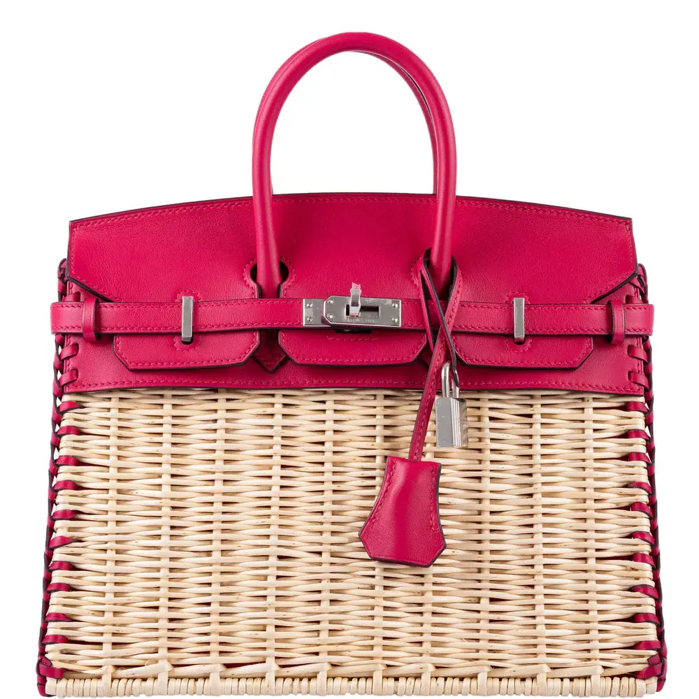 Hermès Birkin 25 Picnic Framboise Swift & Osier Wicker Palladium Hardware Luxury replica handbag