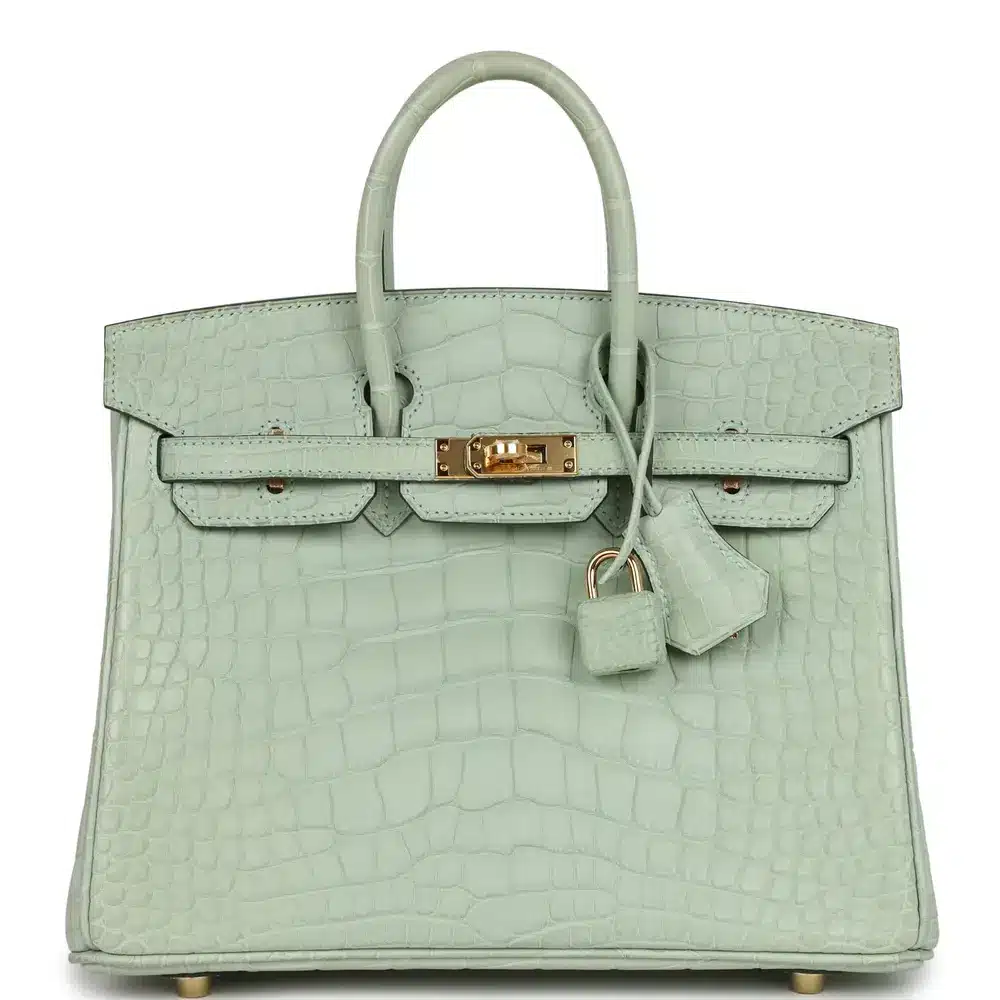 replica hermes bags Hermès Birkin 25 Vert D'Eau Matte Alligator Mississippiensis Gold Hardware