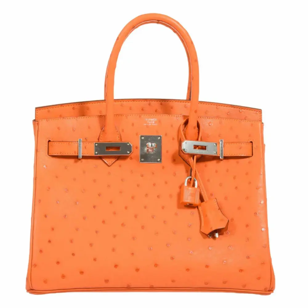 replica hermes bags Hermès Birkin 30 Tangerine Ostrich Palladium Hardware