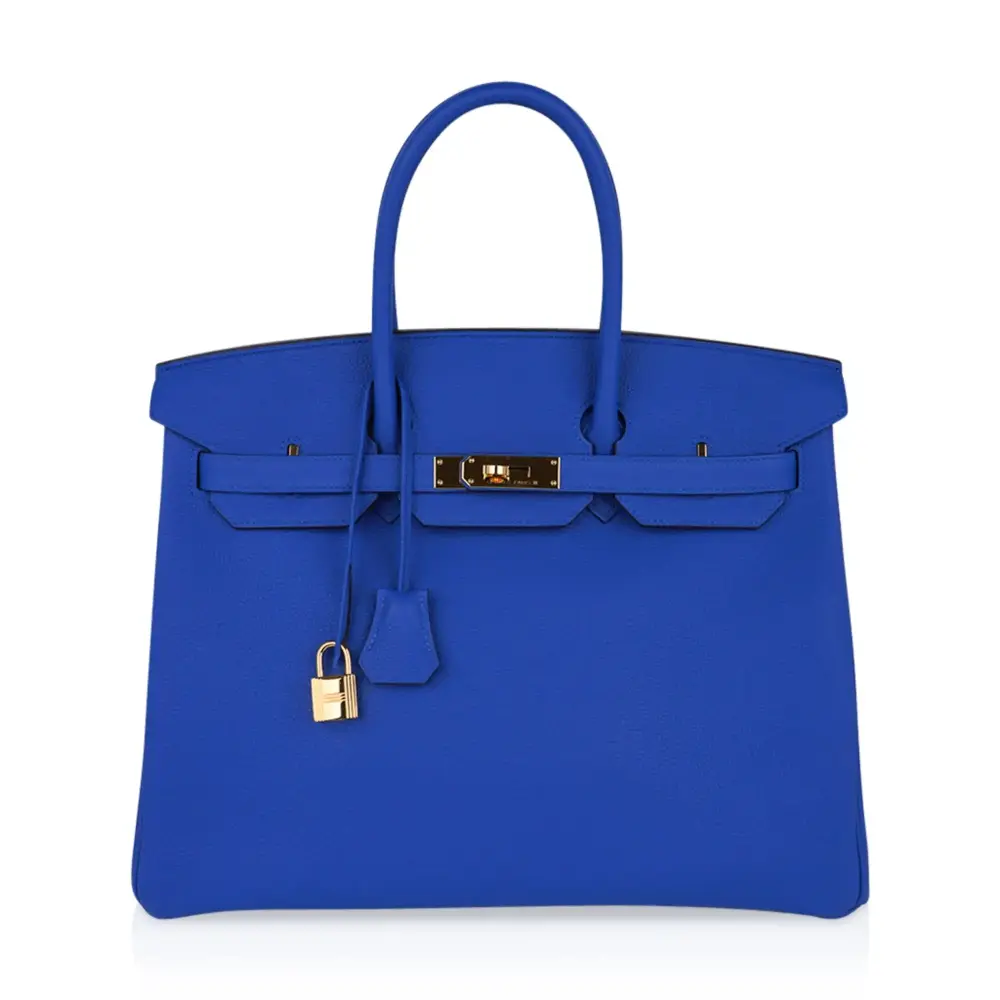 replica hermes bags Hermès Birkin 35 Blue Zellige Togo Gold Hardware