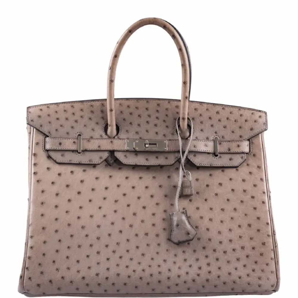 replica hermes bags Hermès Rare Collectible Birkin 35 Gris Tourterelle Ostrich Palladium Hardware