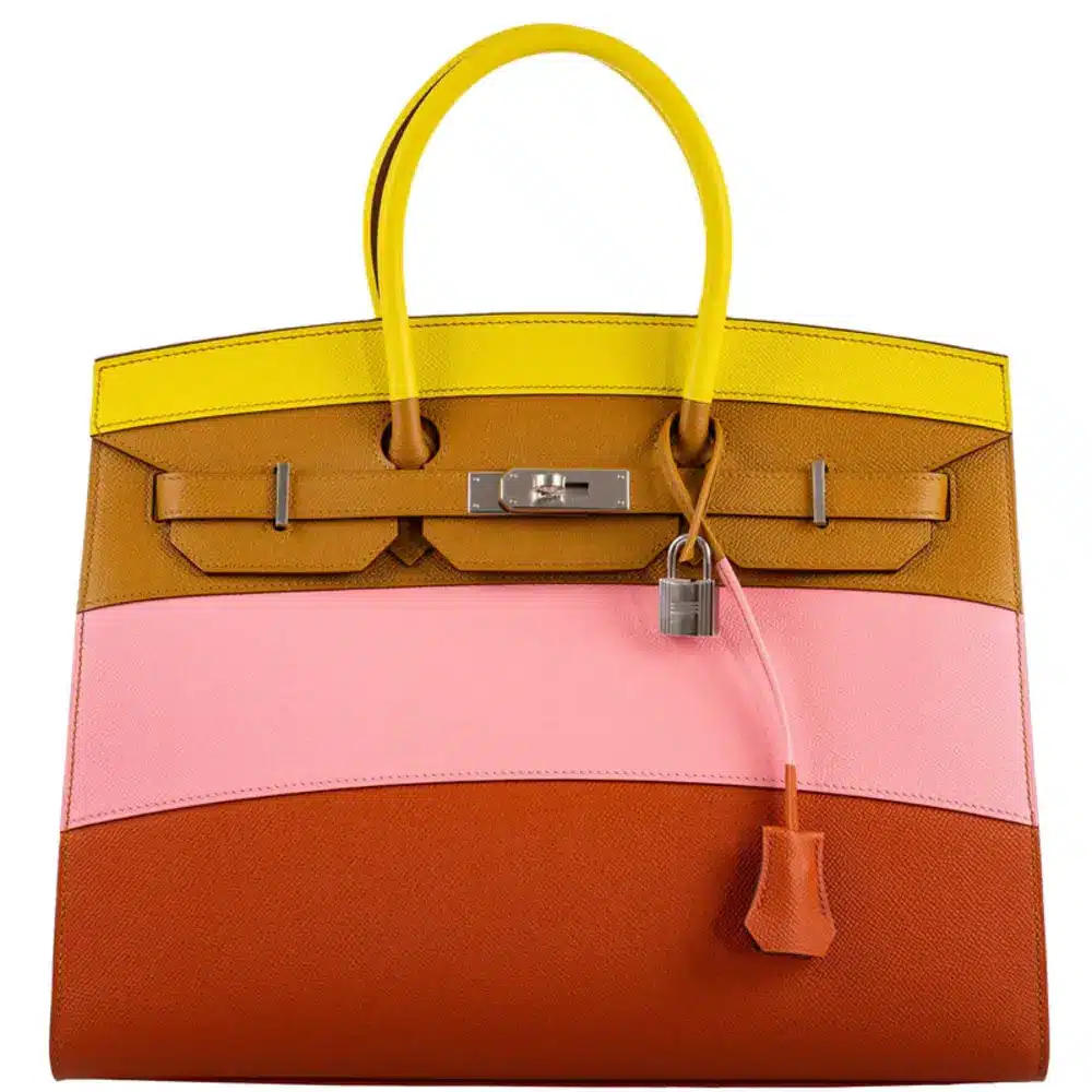 replica hermes bags Hermès Limited Edition Birkin 35 Sellier "Sunrise" Rainbow Epsom Palladium Hardware