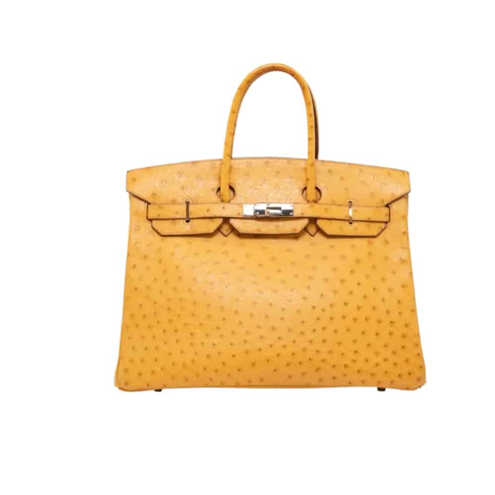 Hermès Birkin 35 Tabac Camel Ostrich Palladium Hardware Handmade replica bags