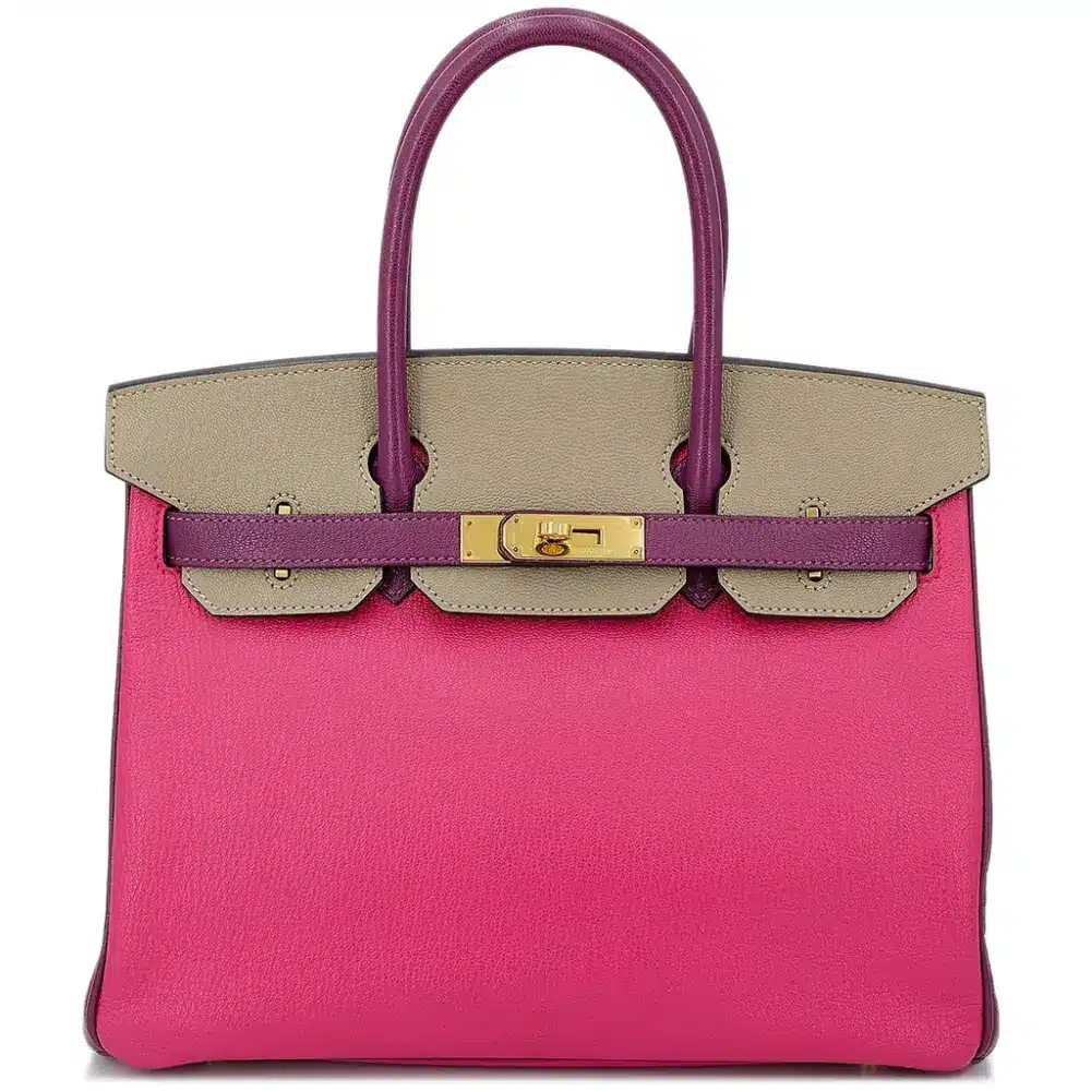 replica hermes bags Hermès HSS 2016 Birkin 30 Anemone/Gris Tourterelle/Shocking Rose Chevre Gold Hardware