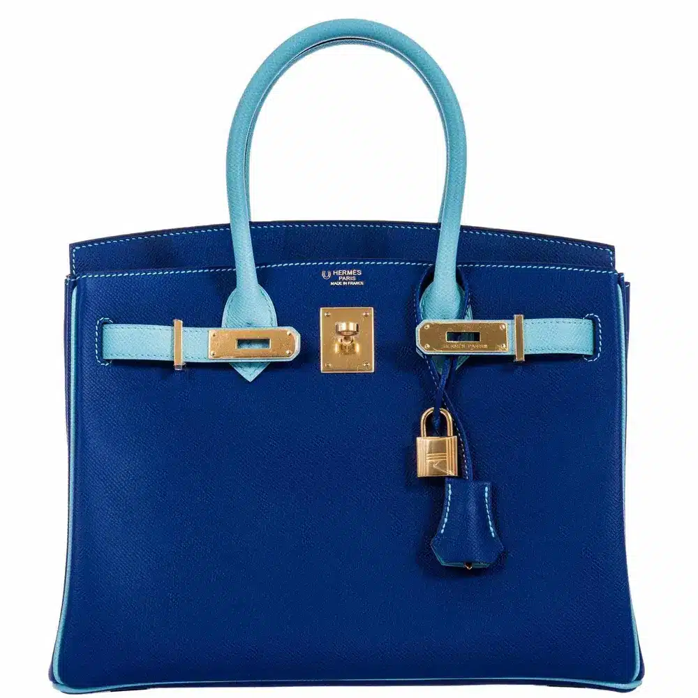 replica hermes bags hermes hss birkin 30 blue electric and blue atoll epsom gold hardware