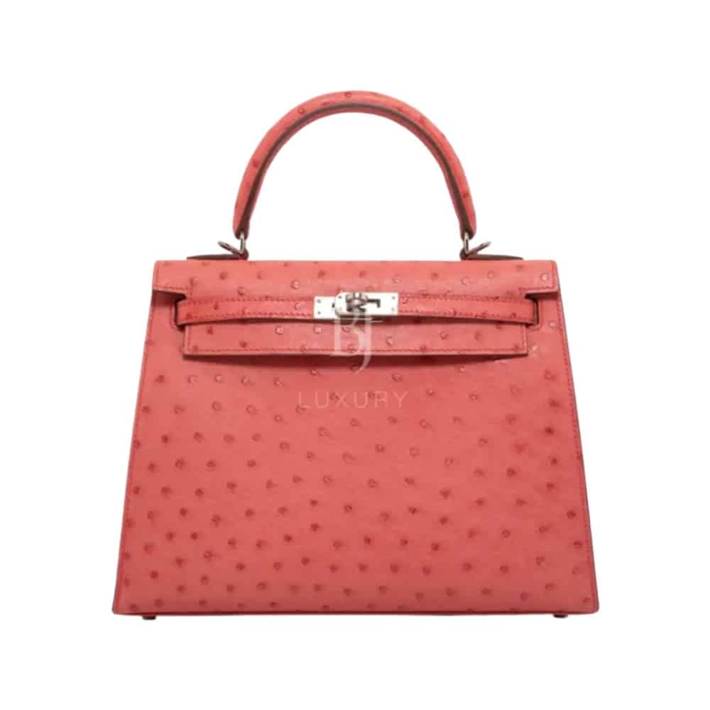 Hermès HSS Kelly 25 Sellier Bougainvillea Ostrich Palladium Hardware Affordable designer bag dupes