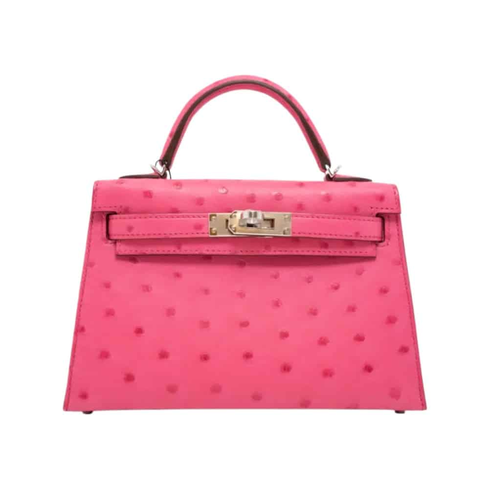 Hermès HSS Mini Kelly 20 Rose Ostrich Palladium Hardware Replica luxury handbags