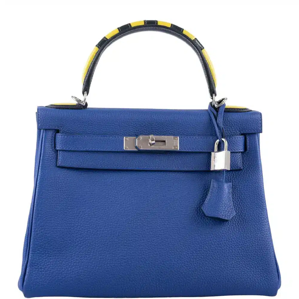 Hermès Limited Edition Kelly 28 Retourne Blue Electric