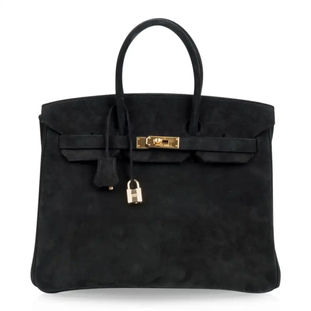 Hermès Limited Edition Birkin 35 Black Doblis Suede Gold Hardware Luxury bag