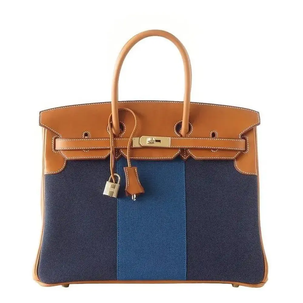 Hermès Limited Edition Birkin 35 Blue Flag Toile Barenia Permabrass Hardware High-quality replica