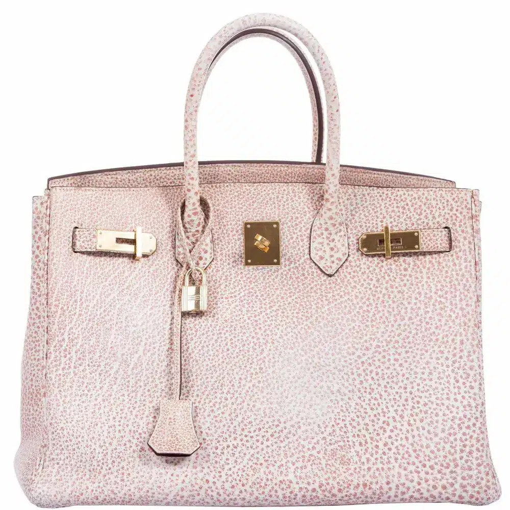 Hermès Limited Edition Birkin 35 Dalmatian Pink & White Buffalo Gold Hardware Lushentic inspired bags