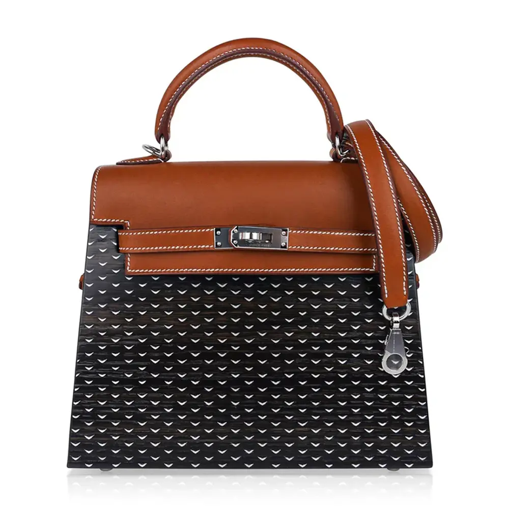 Hermès Limited Edition Kellywood 22 Wood Aluminum & Barenia Palladium Hardware Luxury bag