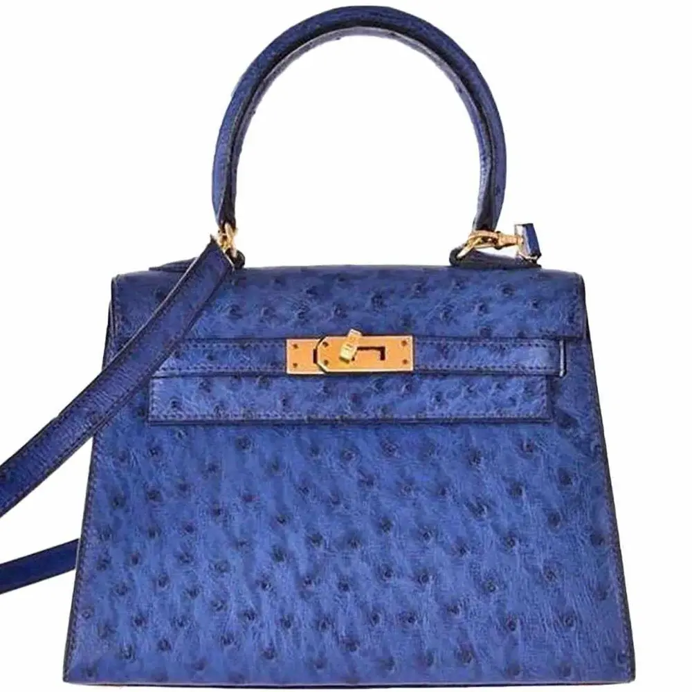 replica hermes bags hermes mini kelly 20 blue sapphire ostrich gold hardware