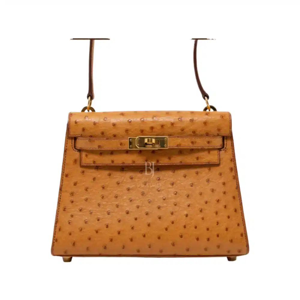 Hermès Mini Kelly 20 Cognac Ostrich Gold Hardware Replica Quality