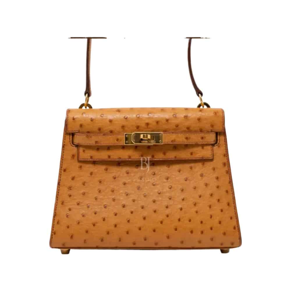 Hermès Mini Kelly 20 Cognac Ostrich Gold Hardware Replica Bags