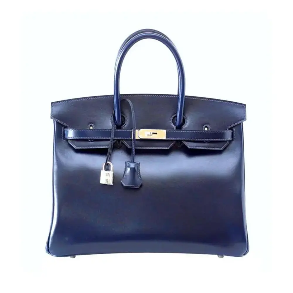 replica hermes bags Hermès Rare Collectible Birkin 35 Blue Marine Coveted Box Calfskin Palladium Hardware