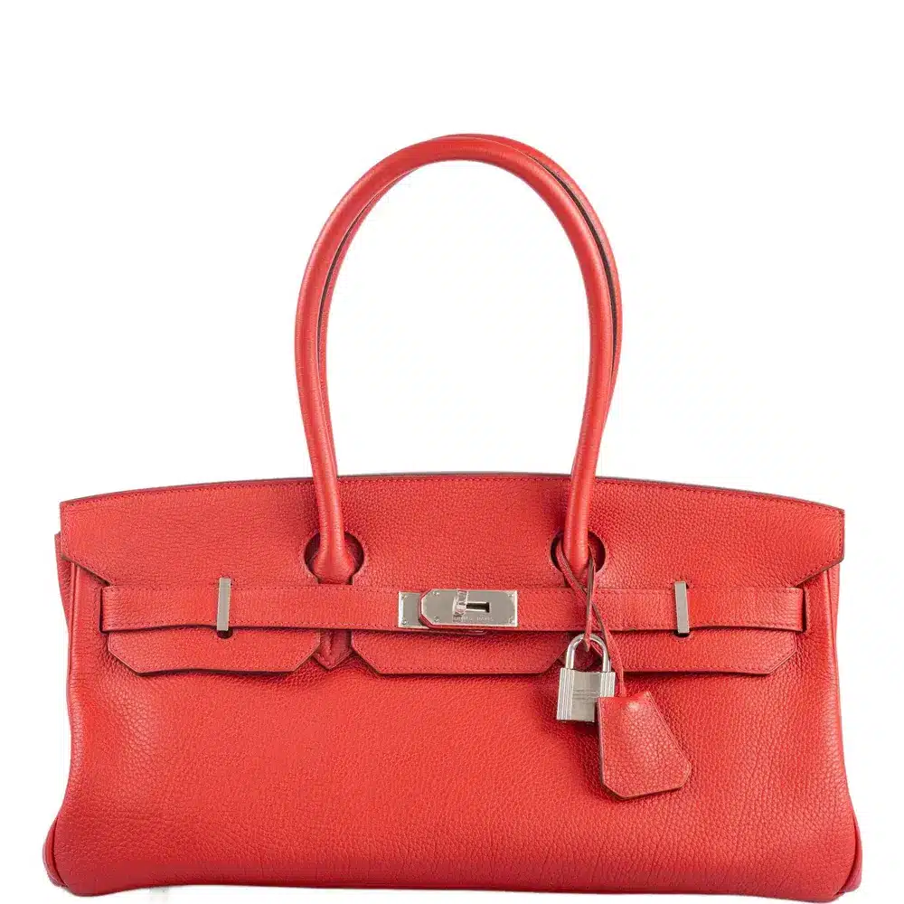 Hermès Rare Collectible Birkin 42 II “Shoulder Birkin" Vermillion Clemence JPG Shoulder Palladium Hardware Lushentic Grade bags