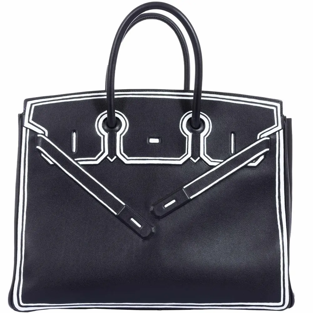 Hermès Vintage Shadow Birkin 35 Black Evercalf Inverse Shadow JPG High-quality Lushentic Grade